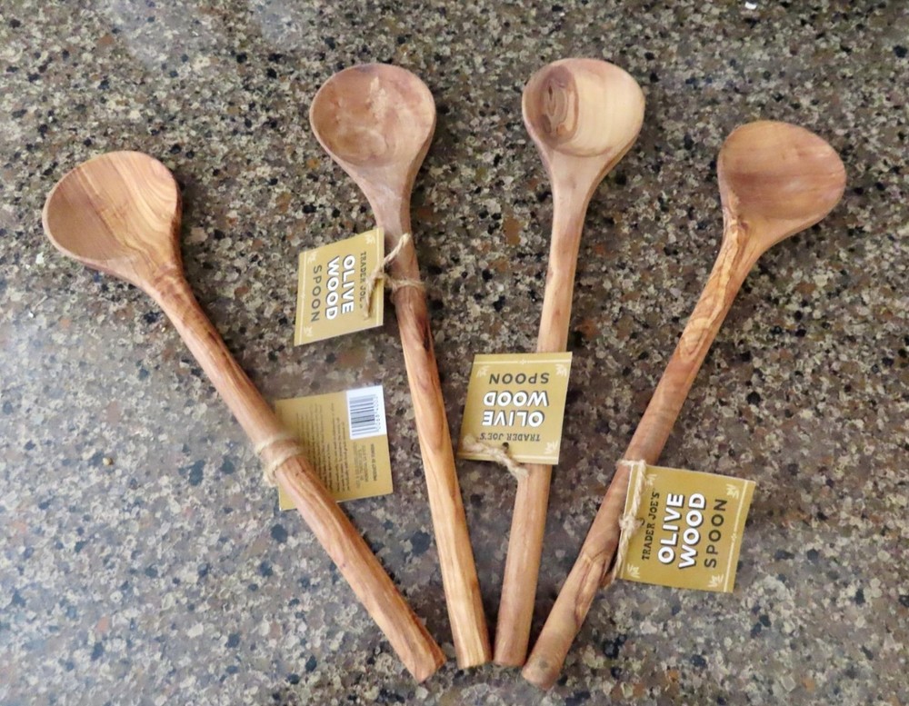 Trader Joe’s Olive Wood Spoon 12″ Tunisia Hand Crafted Cooking Serving Spoon