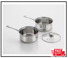 3-Piece 2.5 Qt Stainless Steel Double Boiler with Lid