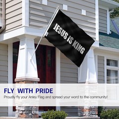 Anley Fly Breeze 3×5 Foot Jesus is King Flag – White Christian Flags Black