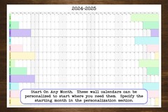 Large Wall Calendar Start On Any Month, 36″ x 24″ or 24″ x 16″