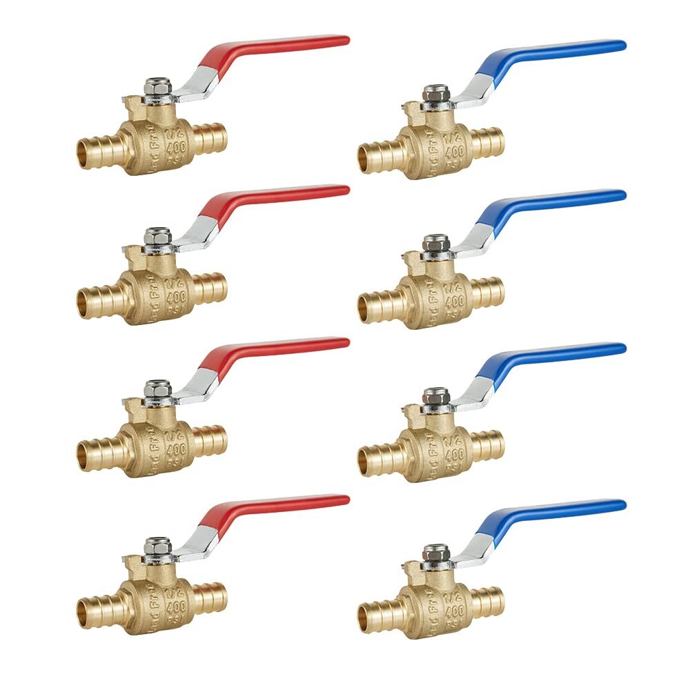 EFIELD 8 PCS 1/2″ PEX FULL PORT SHUT OFF BALL VALVE HOT &COLD, NO LEAD BRASS