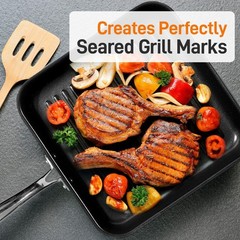 NutriChef 11″ Hard-Anodized Non stick Grill & Griddle Pan – Kitchen Cookware