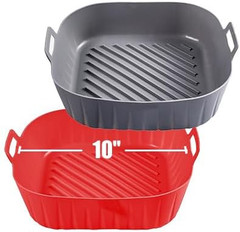 Silicone Liners Square for Air Fryer, 2 Pcs Non-Stick -Grade Reusable Basket Sil