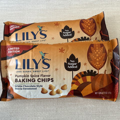 2 BAGS LILY’S WHITE Chocolate Pumpkin Spice Baking Chips 9 OZ NO SUGAR 12/23