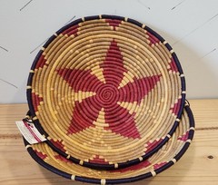 NAWOU Handmade Basket Uganda Fair Trade Coil Wall Hanging Ugandan Women 14″ x 3″