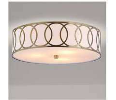JONATHAN Y Aubrey 3-Light 15.5 in. Brass Gold Metal Flush Mount
