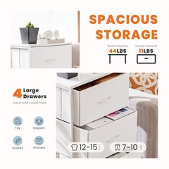 Skinny 4-Drawer Dresser – Fabric Storage Tower, Chest of Drawers for Bedroom
