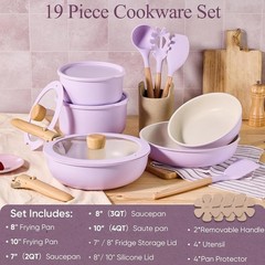 Versatile 19-Piece Pots and Pans Set – Non-Stick, Oven Safe & Stylish Purple