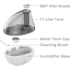 Pure Enrichment Mistaire Silver Ultrasonic Cool Mist Humidifier, 1.5L Tank