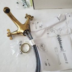 IKEA RUNSKAR Sink Faucet Brass Color 2 Handle 704.957.38 Open / Unused Complete