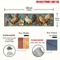 Retro Rooster Metal Sign Farmhouse Plaque Home Decor Rural Chicken Coop Wall Art
