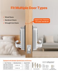 Mechanical Keyless Entry Door Lock 14 Key Mechanical Keypad Lock for Home Sliver