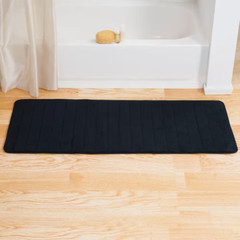 Black Mat Memory Foam Striped Extra Long No Slip Bathroom Rug 24.25 In. X 60 In.