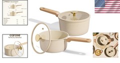 Elegant 1.5Qt & 2.5Qt Ceramic Nonstick Saucepan Set – PFOA Free, Safe Cooking