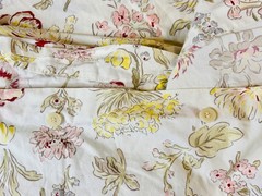 POTTERY BARN PRETTY!! FLORAL PINK WHITE YELLOW BOTANICAL COTTON DUVET COVER FULL