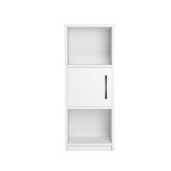 Mainstays Ardent 3 Tier Storage Tower with Door & Open Shelves White Cabinet
