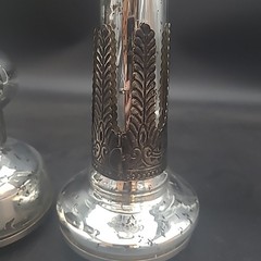 Pottery Barn Set Of 2 Madeline Candlestick Holders Mercury Glass Iron Silver