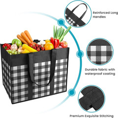 WOWBOX Reusable Grocery Bags,4-Pack, Foldable Reusable Shopping Tote Bags Bulk w