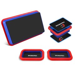 WORKPRO 4PC Double-Sided Collapsible Magnetic Part Tray Set Foldable Magnet Bowl