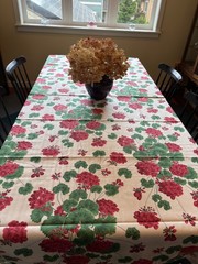 Williams Sonoma Tablecloth Geranium Red 68 X 90 100% Cotton Made in Italy