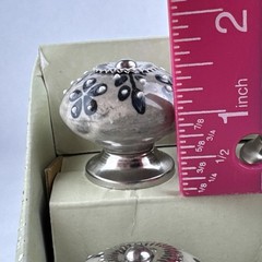 Casa Decor Ceramic Drawer Pull Knobs 6 Pc Silver / Tan /Black