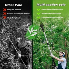 2-IN-1 Electric Pole Pruning Shears Cordless For Tree Trimming 9ft Extension Rod