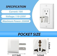 European EU To US American Adapter Plug Converter Euro Asia to USA Lot