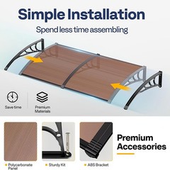 40×40”/80”/120” Outdoor Door Window Awning Patio Canopy Rain Cover Sun Shade