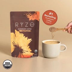 RYZE Mushroom Coffee 30 Servings Organic Energy Gut Health Focus Powder Blend