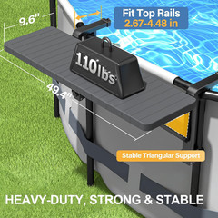 Poolside Bar Table for above Ground Pool, 49.4X9.6 Outdoor Hanging Swim-Up Table