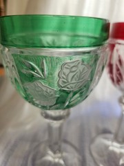 Anna Hutte Echt Bleikristall Red, Purple, Green Wine Water Goblets Set 3