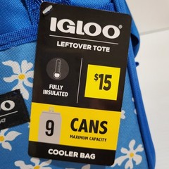 Igloo Tote Cooler 9 Can Bag Blue Soft Sided White Yellow Floral Pocket Insulated