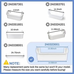 Refrigerator Side Door Bottom Shelf Compatible with Frigidaire 240323001 2-Pack