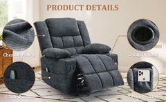 Korser Chenille 360° Swivel Rocker Recliner for Adults with Massage & Heating