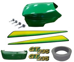 New Upper&Lower Hood/Bumper/Foam Isolator/LH&RH Stickers Fits JohnDeere GT235 UP