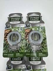 Yankee Candle Smart Car Vent Clip Air Freshener 30 days, Balsam & Cedar, 4 Pack