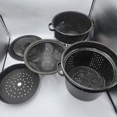 Enamelware 5 Piece Double Boiler Steamer Stock Pot Black Speckled Everything