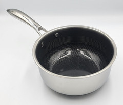 HexClad 2-QUART SAUCEPAN with LID 2 QT Hybrid Non Stick Pot -Used Good Condition
