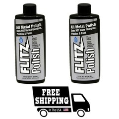 FLITZ Metal, Plastic & Fiberglass Polish 3.4oz liquid formula 2 PACK * SEE VIDEO