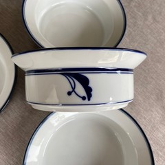Dansk Flora Bayberry Blue Rimmed Fruit Cereal Bowls Set of 6 6.75 in Vintage