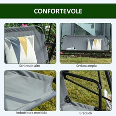 3-Seat Outdoor Patio Swing Bench with Stand Sun Shade Canopy for Adults Porch