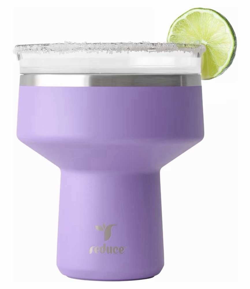 REDUCE Saltini 16 oz Cocktail Tumbler with Lid, Purple Punch Color