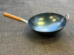 Hand Hammered Carbon Steel Wok 13.5″–Round Bottom,Traditional Stir Pan For Cook