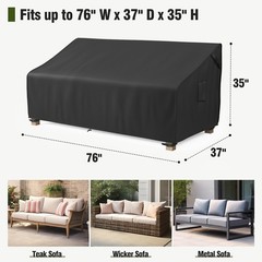 Waterproof Heavy Duty Outdoor Couch Cover Double-Stitched Patio Sofa Protector