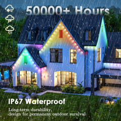50FT Permanent Outdoor Lights, IP67 Waterproof Smart RGB LED Eave Lights with Ap