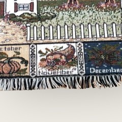 Vintage 12 MONTHS Country House Tapestry 20×35 FAST SHIP