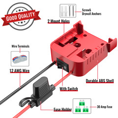 2 Pcs Power Wheel Adapter Compatible With Milwaukee 18V Battery for DIY RC Car