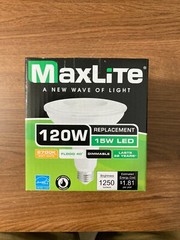 maxlite 15p38wd27fl par 38 wet rated dimmable @120 volts 15 watts 60 hz 2700k