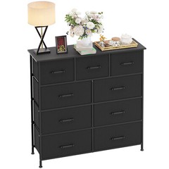 9-Drawer Fabric Dresser,Sturdy Storage Tower Dresser for Bedroom w/ Metal Frame