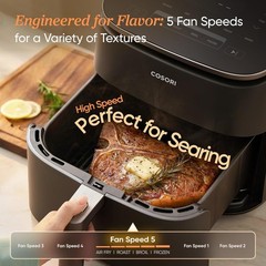 6Qt 9-in-1 TurboBlaze Air Fryer Ceramic Coating 90°-450°F Precise Heating